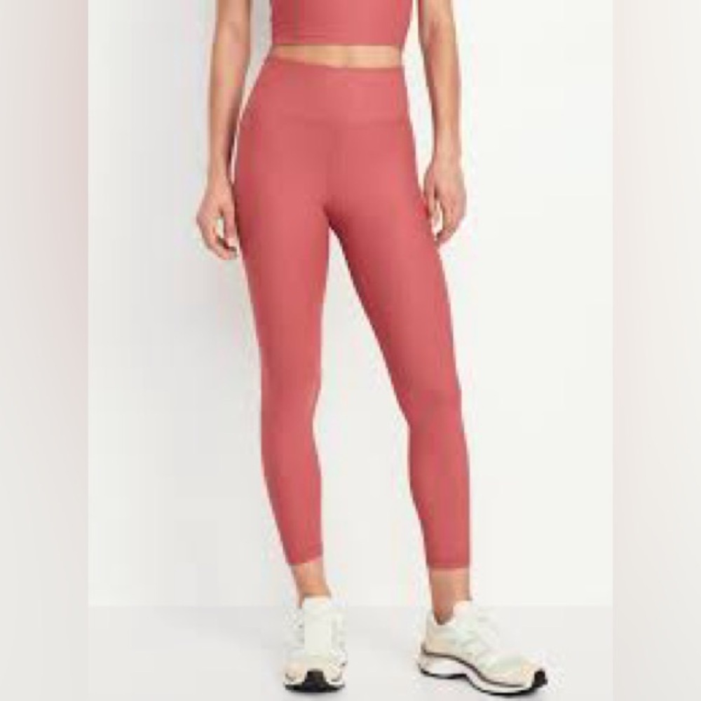 NWT Old Navy Active Ribbed PowerSoft High-Rise Go-Dry 7/8 Leggings, Size Large